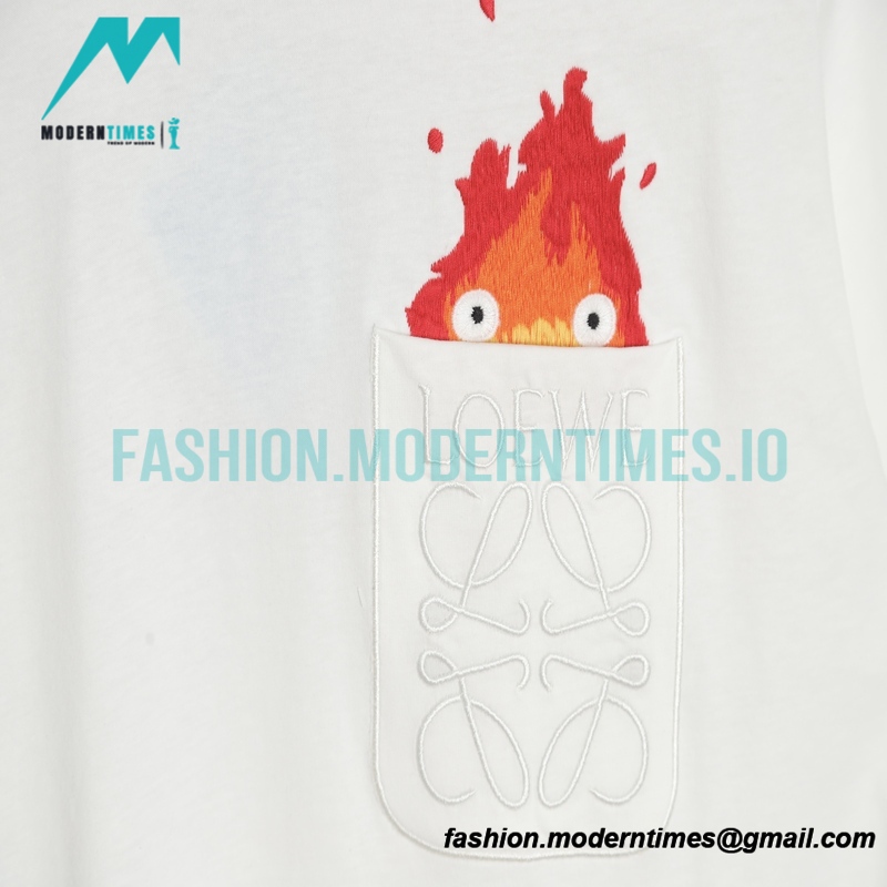 Loewe - 23SS Flame Four-leaf Clover Pocket Short-sleeved T-shirt Loewe - 23SS Flame Four-leaf Clover Pocket Short-sleeved T-shirt